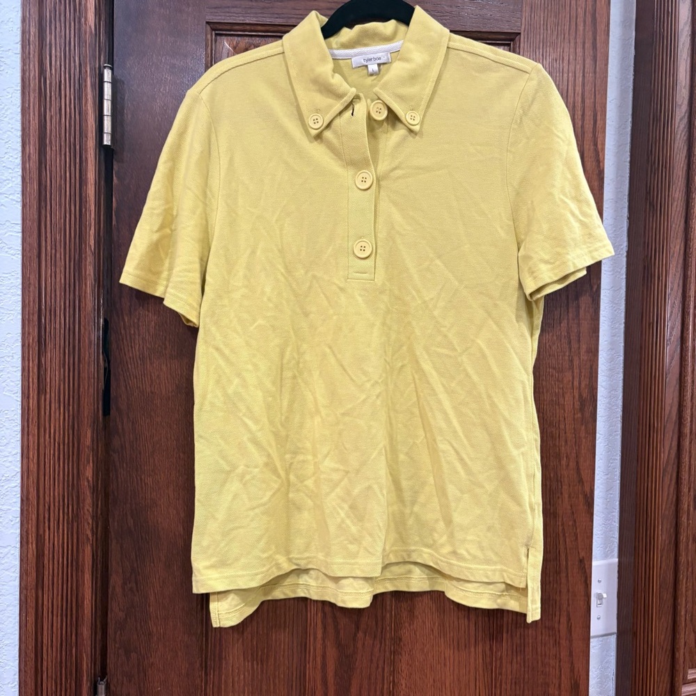 Tyler Boe Yellow Short Sleeve Polo Shirt Size Large - Picture 3 of 14